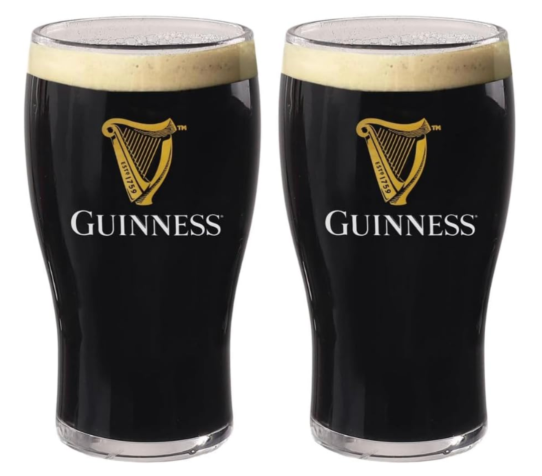 LORD'S ROCKS Guinness Official 20oz Pint Glasses – Set of 2, Branded Tulip Shape Beer Glassware – Classic Irish Pub Style
