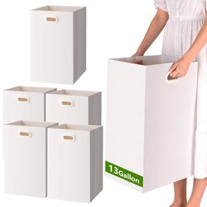 zmybcpack 6 Pack 13 Gallon Paper Disposable Trash Cans for PartiesExtra Large Portable Garbage Cans with Handles Collapsible Trash Bins (21.6" x 13.5" x 10")