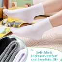 Eyean Kids Athletic Crew Socks Boys Girls Cotton School Uniform Casual Basic Socks 6 Pairs (White)