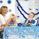 Winter Wonderland Tablecloth Blue Snowflake Winter Party Decorations Winter Wonderland Christmas Lights Snow Disposable Plastic Table Cover for Winter Wonderland Baby Shower Birthday Party Supplies