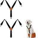 2Pcs Premium Dog Suspenders for Diapers, Belly Bands, Dog Apparel, Adjustable Elastic, for Medium Dogs (Black M) (Medium (Back length 8.9"-15.9"))