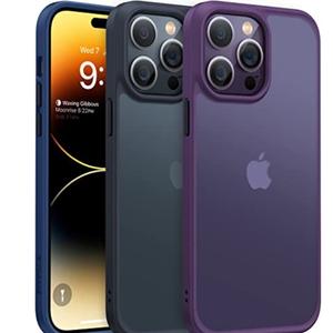 TORRAS Shockproof for iPhone 14 Pro Case, [3X Military-Grade Drop Tested & Slim Silky Feel] Translucent Hard Back with Silicone Protective Anti-Fingerprint Anti-Scratch Phone Case Guardian, Black