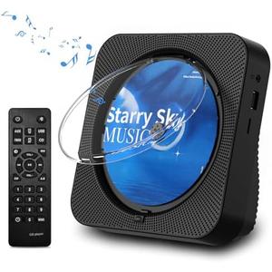 CD Player Desktop CD Player with HiFi Sound Speakers,Remote Control,Dust Cover,LED Display,Boombox FM Radio,USB/AUX for Home,Kids (Black)