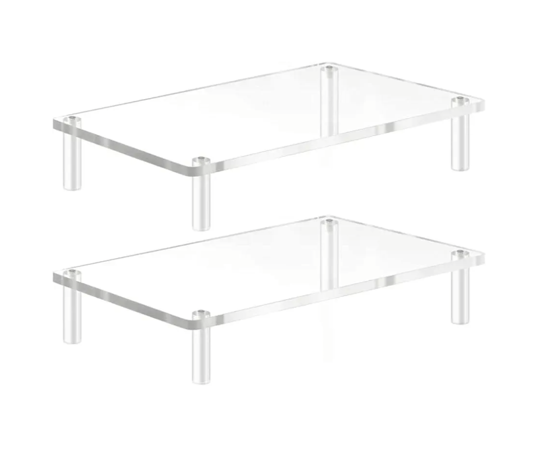 YestBuy Acrylic Monitor Stand Riser, Clear Computer Stand for Laptop, iMac, Pc, Printer, Desktop Ergonomic, Desk Riser Work from Home Accessories Office Supplies Platform Save Space