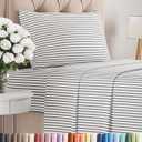 Twin XL Size 3 Piece Sheet Set - Comfy Breathable & Cooling Bed Sheets Set - Hotel Luxury Bedding for Women, Men, Kids, Teens, Boys & Girls - Deep Pockets and Wrinkle Free - Oeko-Tex - Grey Stripes 2