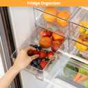 4 Pack Stackable Storage Drawers with Handles, Easy Assembly Clear Acrylic Fridge Organizer, Refrigerator Organizers and Storage for Kitchen, Under Sink, Pantry, Bathroom