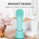PRITECH Silicone Face Scrubber, Rechargeable Facial Cleansing Brush with Heat Massage End, Vibrating Exfoliator Scrubber for Deep Cleaning, Waterproof Face Brush for Women and Men (Green)