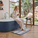 Navy Blue Bath Mats Plush Pom-Pom Super Absorbent Bathroom Rug Sets 2 Piece Non Slip Machine Washable Bath Mat for Bathroom Floor Quick Dry 16" x 24" + 20" x 32"