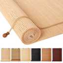 BAYUE Bamboo Blinds, Roll Up Window Shades with Light Filtering for Home, 5ft 10in long , 4ft wide