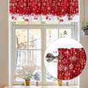 Christmas Window Valance Winter Snowflakes Window Treatment Merry Christmas Ball Ornaments Rod Pocket Curtain Valance,54x18 inch Xmas Snowflake Sparkle Red Kitchen Valance for Bathroom Cafe