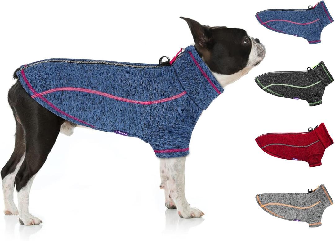cyeollo Dog Jacket Warm Fleece Coat Dog Sweater Reflective Jackets Zipper Up Coats Step in Winter Small Dogs Clothes Pet Apparel (Large, Blue)
