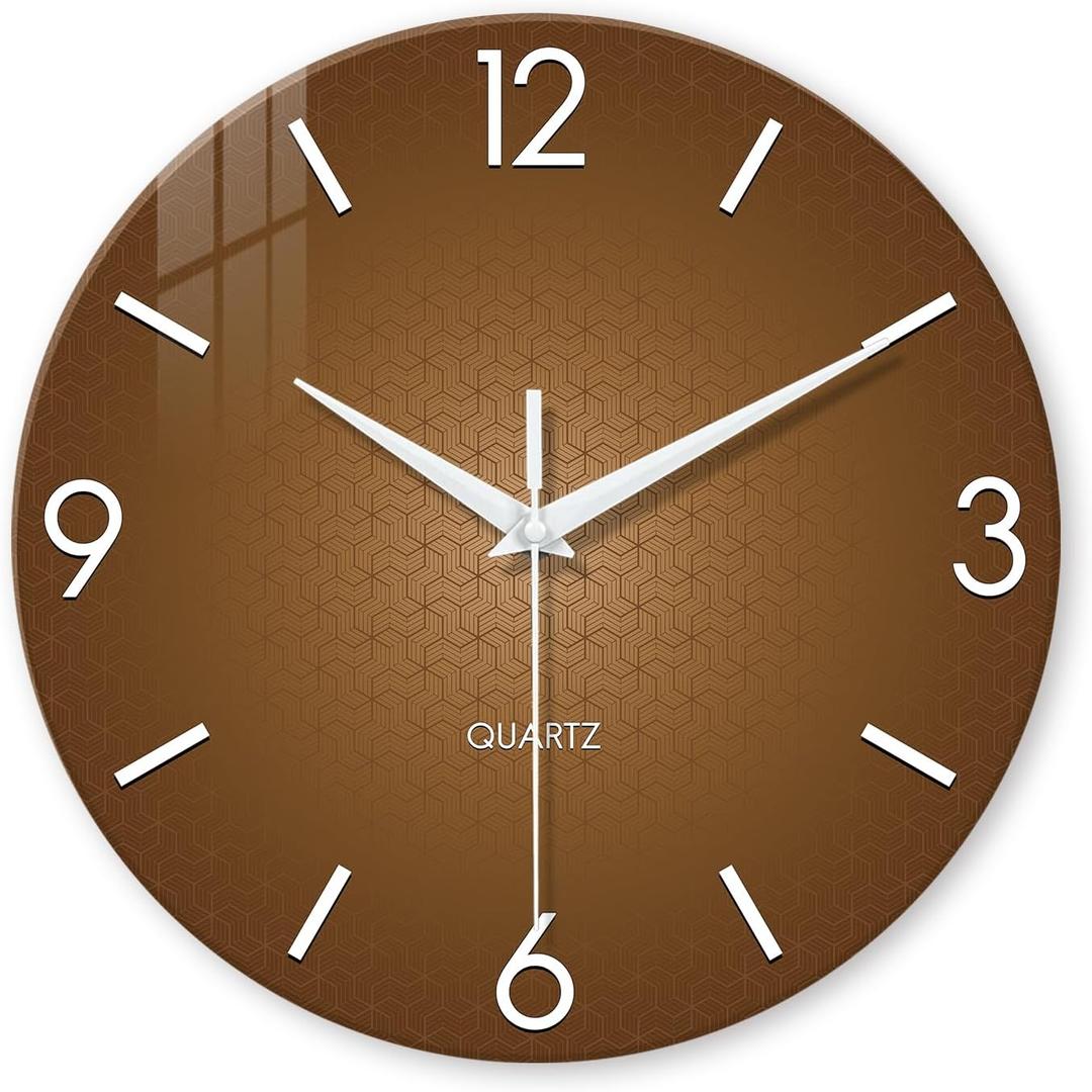 XFM Modern Wall Clock for Living Room Decor 20 Inch Large Brown Analog Wall Clock Silent Wall Clocks Battery Operated