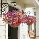 HyeFlora 2 Set Artificial Outdoor Flowers Hanging Basket, Faux Hanging Plants for Outside Spring Decoration, Fake Silk UV Resistant Look Real Daisy for Porch Patio Home Decor