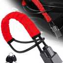 Tevlaphee Steering Wheel Lock Seat Belt Lock Universal Anti Theft Car Device Car Lock Car Theft Prevention with 3 Keys for Car Security Fit Most Vehicles Truck SUV Van (Red)