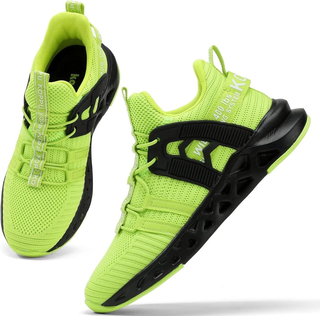 Boys Tennis Shoes Girls Kids Slip on Sneakers Lightweight Running Shoes for Athletic Walking (9 Toddler, Green)