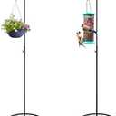 Blulu 2 Pack Adjustable Black Iron Shepherds Hook 34"-55" Shepherds Hook Metal Hummingbird Feeder for Wedding Event and Home Decor Garden Outdoor Plants Lantern Mason Jar Wind Chimes Wedding
