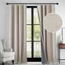 RYB HOME Linen Textured 100% Blackout Curtains for Bedroom, Insulating Energy Saving Window Curtains for Living Room Dining Patio Sliding Glass Door, Wide 52 x Long 90 inch, Beige, 2 Panels (52"W x 90"L (Pack of 2))