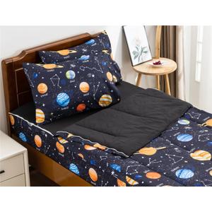 Meeting Story 3pcs Kids Comforter Sets Zipper Bedding Set for Boys,Twin Kid Bedding Set Outer Space Comforter Universe Galaxy Bedding for Kid,All in one Zipper BeddingBlack,Twin