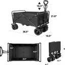 Collapsible Beach Wagon with All-Terrain Big Wheels,Folding Wagon Carts Heavy Duty with Adjustable Handle for Outdoor,Garden,Sports and Grocery, 220lbs Capacity, Black
