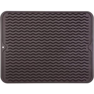 Silicone Dish Drying Mat for Multiple Usage,Easy clean,Eco-friendly,Heat-resistant Silicone Mat for Kitchen Counter or Sink,Refrigerator or drawer liner Coffee L 16 inches x 12 inches