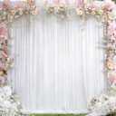 8 x 10ft White Backdrop Curtains Party Wedding Back Drops White Photo Curtains Soft Fabric Backdrop Wrinkle-Free Polyester Cortinas Blancas for Bridal Baby Shower Baptism Birthday Decor, 2 Panels