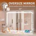 Hasipu Vanity Mirror with Lights, 22.8" x 18" LED Makeup Mirror, Lighted Makeup Mirror with Dimmable 3 Modes, Touch Screen Control Vanity Mirror Round White