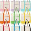 Sanwuta 9 Pack Canvas Tote Bags with Outer Pocket Large Reusable Grocery Shopping Travel Blank Tote Bag for Women Mother(Bright Colors)