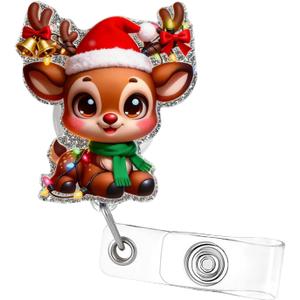 Christmas Badge Reel, Cute Gingerbread Man Retractable Badge Holders, Funny Xmas Nurse Badge Clip, Winter Badge Reel with Alligator Clip Accessories, Badge Holder for ID Name Teacher Doctor (Style1)