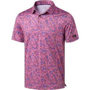 Obla Mens Golf Polo Shirts Short Sleeve Dry Fit Performance Moisture Wicking Casual Print Collared Golf Shirts for Men (L)