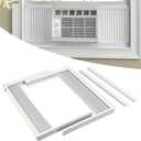 Forestchill Window Air Conditioner Side Panel with Frame, Room AC Accordion Filler Curtain Kit Replacement, Include Window AC Side Panels & Frames, Fit Most 5,000 BTU Units