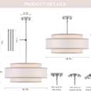 19.7" Chrome Drum Chandelier, 4-Light Linen Light Fixture