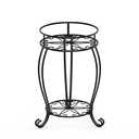 FaithLand Plant Stand, Heavy Duty Metal Planter Holder Indoor Outdoor, 2 Tier Round Potted Supports Rack, Corner Display Shelf Black