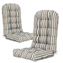 EAGLE PEAK Tufted Outdoor/Indoor High Back Patio Chair Cushion, Set of 1, 46'' x 22'', Beige Stripes