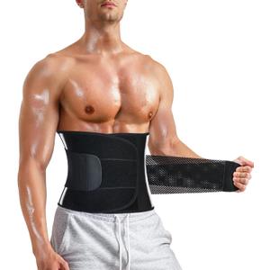 MOLUTAN Men Waist Trainer Trimmer for Tummy Control Compression Shapewear Body Shaper Sweat Belt Large Black
