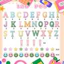 Mooliwe 120 Pcs 6.4 Inch Bulletin Board Letters Set Colorful Embroidered Alphabet Printing Chenille Cutout Letters Set with Adhesive Dots for Poster Board, Party, and Classroom Decor