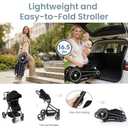 2-1 Baby Stroller, Newborn Toddler Compact Stroller with Convertible Seat, Foldable Pram Stroller with Adjustable Backrest/Canopy& Cup Holder, for 0-48 Months