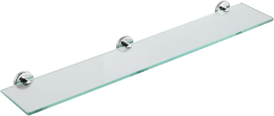 JQK Bathroom Glass Shelf Chrome, Tempered Glass Shower Storage 30 by 5 inches, 304 Stainless Steel Polished Chrome Wall Mount, TGS101L30-CH