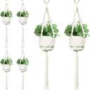 Wall Macrame Plant Hanger (White KS3, 35In 6Pack)