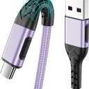 Durcord USB C Charger Cable, 2Pack 10ft Fast Charging USB Type C Cord Cable for Android Phone Pad Laptop, USB A to USB C Type C Charger Cable Compatible with iPhone 15 Pro/Plus/Max-Light Purple