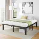 Furnitui 16 Inch High Platform California King Bed Frames, Metal Cal King Bed Frame No Box Spring Needed, Easy Assembly, Noise Free, Sturdy, Black