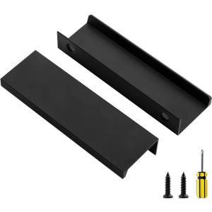 Ravinte 6 Pack Finger Pulls for Cabinets 102mm/4 Length Black Edge Pulls Matte Black Finger Cabinet Pulls Concealed Handles for Kitchen Drawer Finger Edge Pull Tab Handle