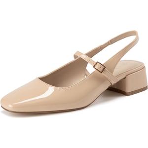 Athlefit Women's Closed Square Toe Mary Jane Heels Low Chunky Heel Slingback Dress Pumps Shoes for Work Wedding Party 9.5