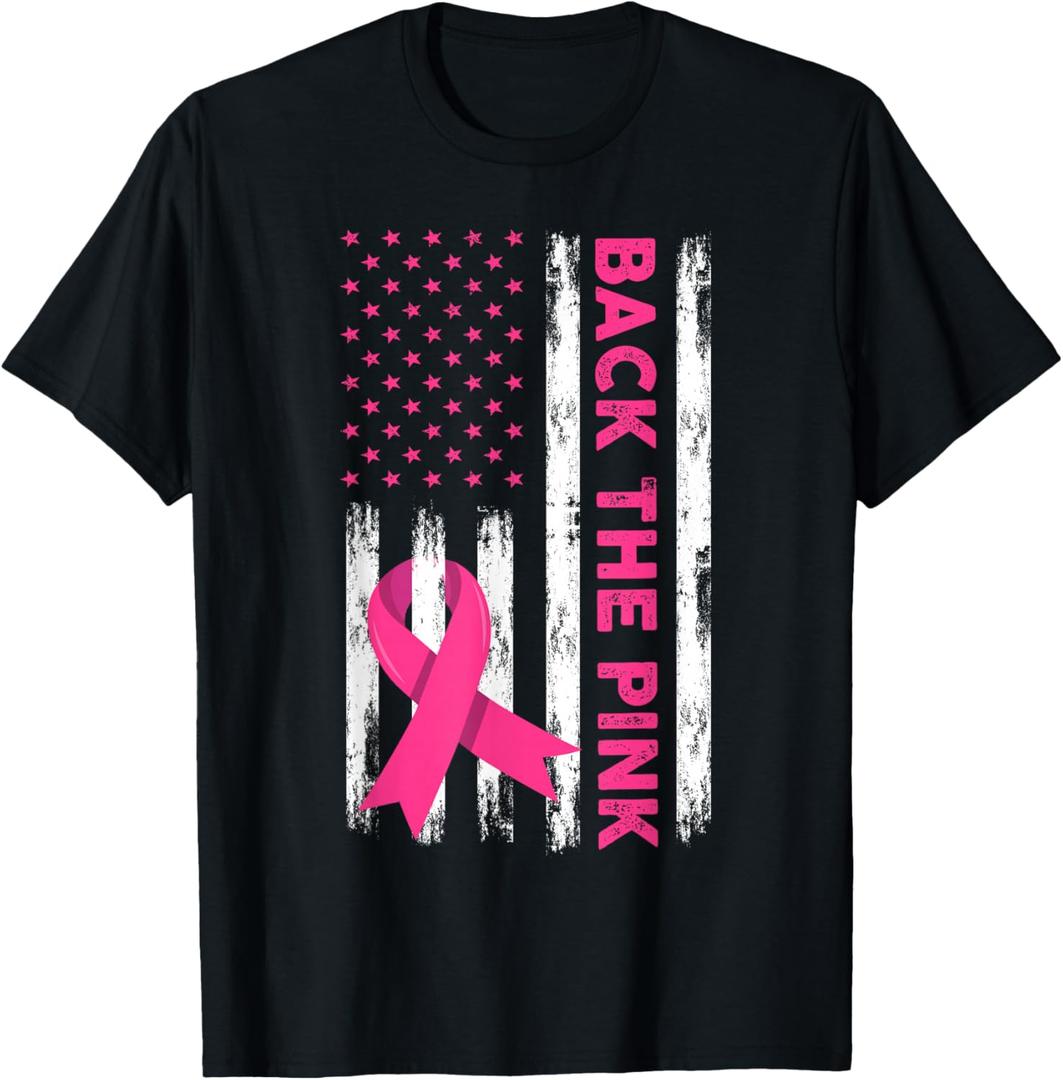 Back The Pink Breast Cancer Awareness T-Shirt Small (Black, L)