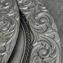 Uiifan 50 Pcs Silver Charger Plates Bulk 13'' Antique Plastic Chargers, about 13 inches in diameter