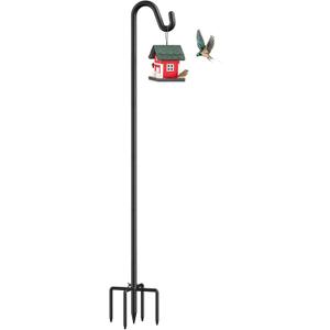 92" Heavy Duty Bird Feeder Pole, Height Adjustable Shepherds Hook for Outdoor - 5-Prong Bird Feeder Hanger, Rust-Proof Hanger for Plants, Wind Chimes, Hummingbird Feeders & Wedding Decor