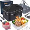 Nifogo Electric Lunch Box for Adults 80W Portable Heated Lunch Box for Men 3 in 1 Portable Food Warmer 110V/12V/24V with 1,8L Removable Stainless Steel Container & Bag(Black)