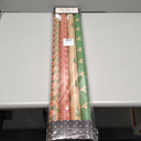 LaRibbons Kraft Christmas Wrapping Paper Set, 30 Inch X 10 Feet (4 Rolls: 100 Sq. Ft. Ttl) Snowflake, Green Tree, Deer Antlers and Gift Box Shapes Design for Xmas, Party, Holiday, Celebration