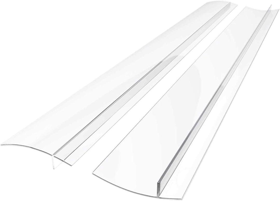 Lindas Essentials Silicone Stove Gap Covers (2 Pack), Heat Resistant Oven Gap Filler Seals Spaces Between Stovetop and Counter, Easy to Clean Stove Side Guard (25 Inches, Clear)
