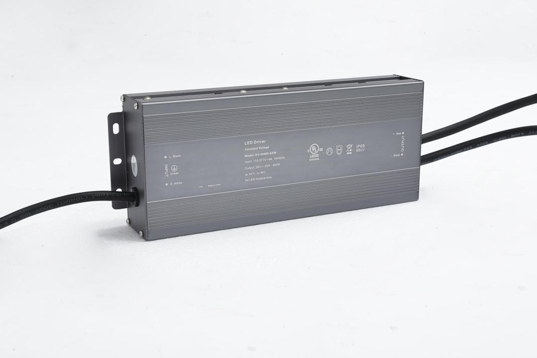 600W 24V LED Power Supply, IP66 Waterproof Outdoor Driver, AC 100-277V to DC 24V 25A Low Voltage Transformer with UL Certification for LED Light, Computer Project, 11X6X2 Inch