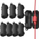 Extension Cord Cover Outdoor, 8 Pack IP54 Water-Resistant Power Cord Protector Electrical Connection Box Outside Cable Safety Cover for Electronics Plug Outlet Tool Holiday Light, Black